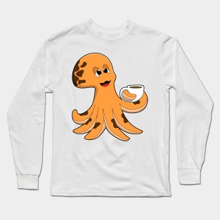 Octopus with Cup of Coffee Long Sleeve T-Shirt